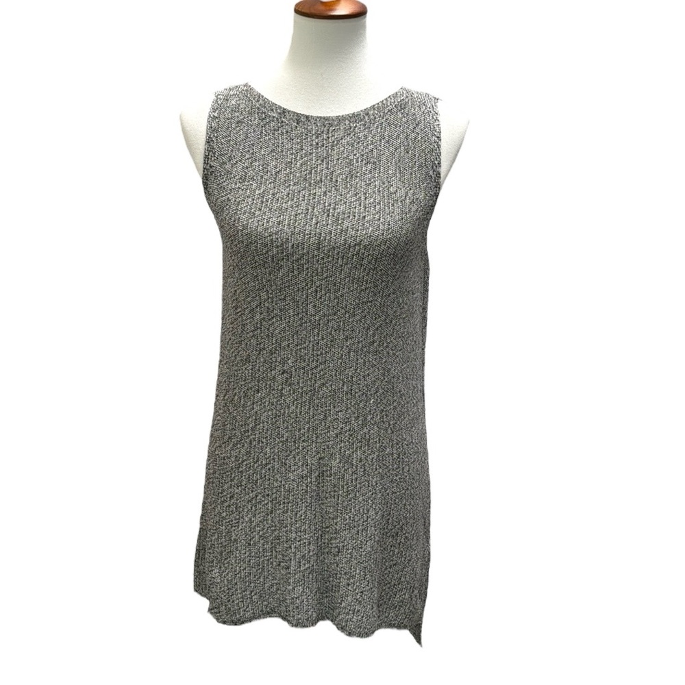 Eileen Fisher Sleek Tencel Lyocell Twist Knit Long Tank Tunic Gray PS